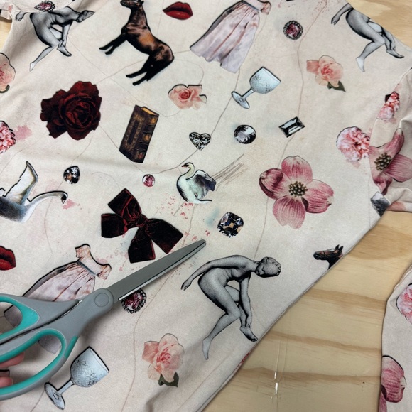 Samantha Pleet Starcrossed 3/4 Sleeve Bodysuit Collage Stretch Cream Medium - Picture 10 of 15